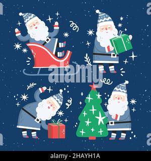 hand drawn cute christmas collection vector design illustration Stock Vector