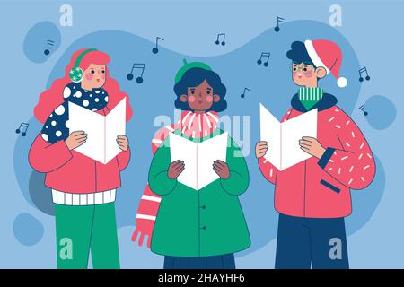 choir people singing christmas carol vector design illustration Stock Vector