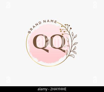 QQ feminine logo. Usable for Nature, Salon, Spa, Cosmetic and Beauty Logos. Flat Vector Logo Design Template Element. Stock Vector