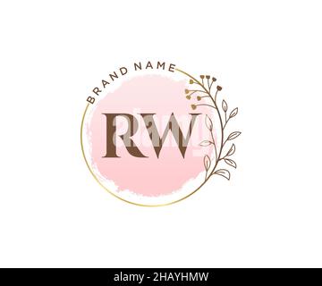 RW feminine logo. Usable for Nature, Salon, Spa, Cosmetic and Beauty Logos. Flat Vector Logo Design Template Element. Stock Vector