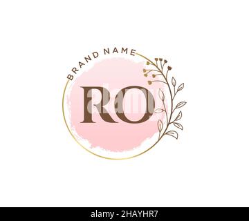 RO feminine logo. Usable for Nature, Salon, Spa, Cosmetic and Beauty Logos. Flat Vector Logo Design Template Element. Stock Vector