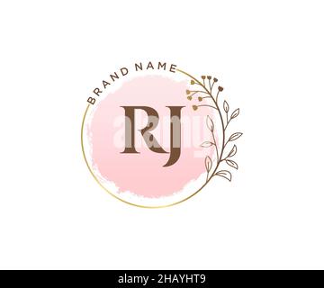 RJ feminine logo. Usable for Nature, Salon, Spa, Cosmetic and Beauty Logos. Flat Vector Logo Design Template Element. Stock Vector