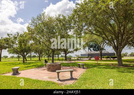 Harlingen, Texas, USA - June 24, 2021: a Traditional Flag dispossal pit Stock Photo