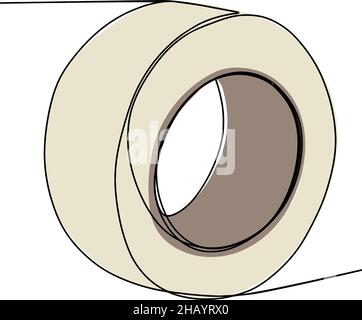 Drawing a continuous line with duct tape.  Stock Vector