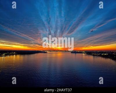 Aerial View of a Fire Sky Sunset Stock Photo - Alamy