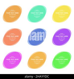 Set of vector colorful banners. Abstract vector shapes for design. Blue, yellow, purple nad green banners with sample text. Stock Vector