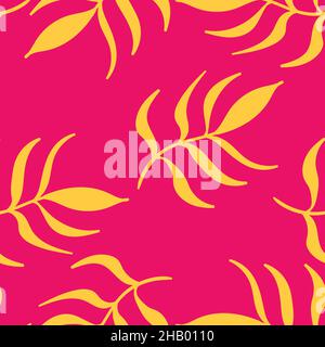 Floral seamless with hand drawn color leaves. Cute autumn background. Tropic rainbow branches. Modern floral compositions. Fashion vector stock Stock Vector