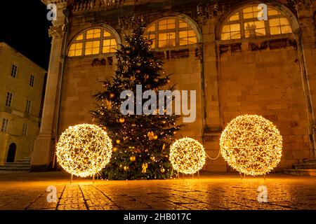 Christmas tree in the old town part of the city of Dubrovnik. Croatia Stock Photo