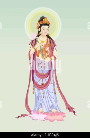 Avalokitesvara Bodhisattva chinese culture holy illustration Stock Photo