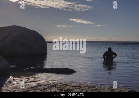 The tidal pool in the Cape Town suburb of Camp's Bay, lying on the South African Atlantic coastline, during the COVID19 pandemic tourism slump Stock Photo