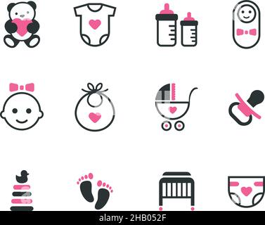 Baby icons. Vector icons set. Stock Vector
