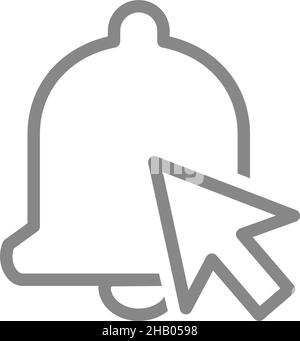 Notification bell and cursor arrow line icon. Message bell, inbox message, alarm clock symbol Stock Vector