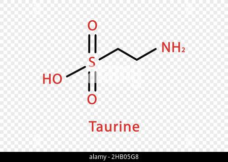 Taurine chemical formula. Taurine structural chemical formula isolated on transparent background. Stock Vector