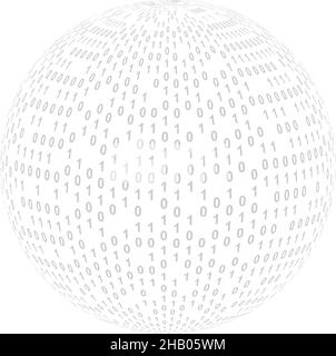Binary code sphere. Cyberspace sphere with binary code. Coding or hacker concept illustration. Stock Vector