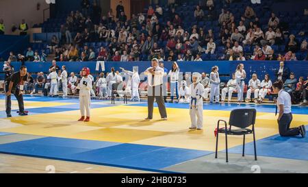 BELGRADE, SERBIA - 30. SEPTEMBER 2017. Kids and Children Martial Arts Sport Demonstration. Evening of Martial Arts / Kyokushin Belgrade Trophy at Sumi Stock Photo