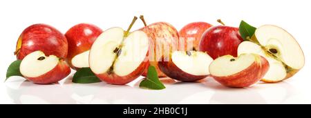 Apples Royal Gala - Panorama on white Background Stock Photo