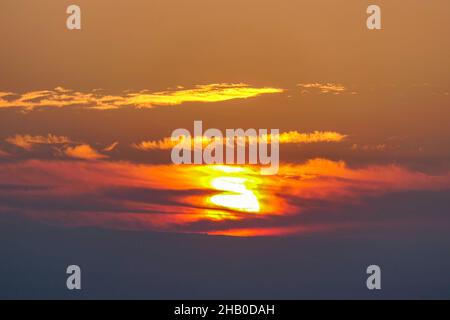 Colorful breathtaking sunrise in the clouds over the Sea of Galilee Stock Photo