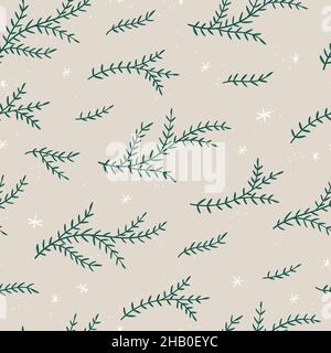 Lovely hand drawn seamless christmas pattern with branches and decoration, great for banners, wallpapers, cards, textiles - vector design Stock Vector