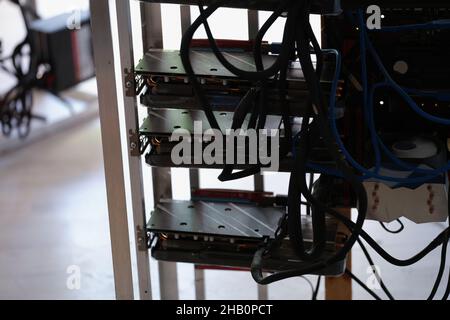 Computer processors or other digital component placed on shelf Stock Photo