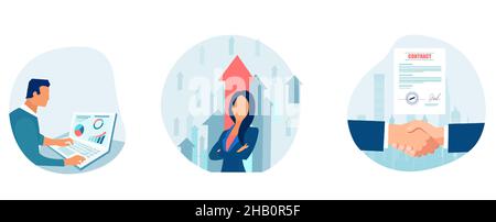 Vector concept of businesspeople building successful business relationships singing a contract Stock Vector