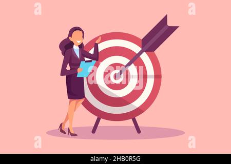 Vector of a successful businesswoman hitting the target Stock Vector