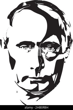 Russia politics president Putin dark image Stock Vector