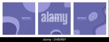 Very Peri - trendy color of the year 2022, set of design posts for social networks with doodle shape Stock Vector