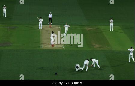 Test Pictrue Australia's Marnus Labuschagne reacts after playing a shot during day ...