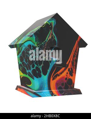 Colorful Neon Colors Bird House Stock Vector