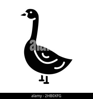 Goose Glyph Icon Animal Vector  Stock Vector