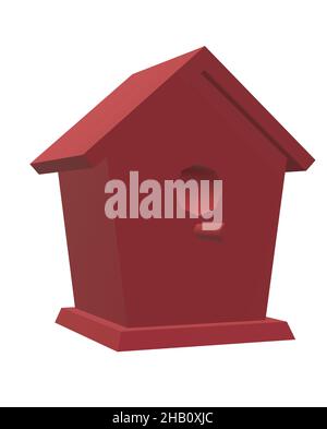 Solid Dark Red Bird House Stock Vector