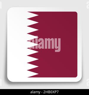 Qatar flag icon on paper square sticker with shadow. Button for mobile application or web. Vector Stock Vector