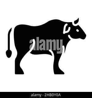 Ox Glyph Icon Animal Vector  Stock Vector