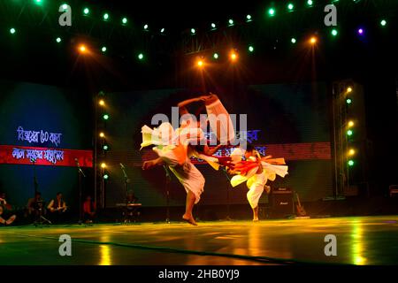 Artist performing at the ceremony to celebrate 50 years of Bangladesh’s victory over Pakistan in the Liberation War, in Dhaka, Bangladesh, on December Stock Photo