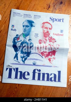 Euro 2020 England v Italy Guardian newspaper headline front page Gareth Southgate and  'The Final' July 2021 London England UK