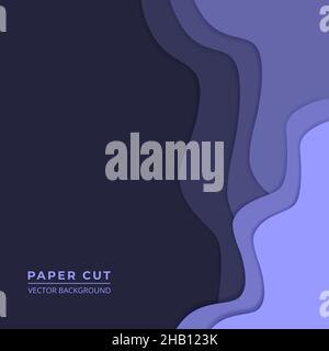 Very peri color paper cut abstract background. 3D abstract paper art style in color of the year 2022 Stock Vector