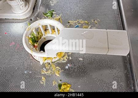 dirty drain in dishwasher Stock Photo