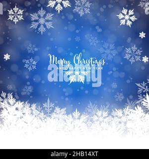 Christmas snowy background with snowflakes and snowdrifts - abstract background for christmas winter card banner header flyer or social media post sta Stock Vector