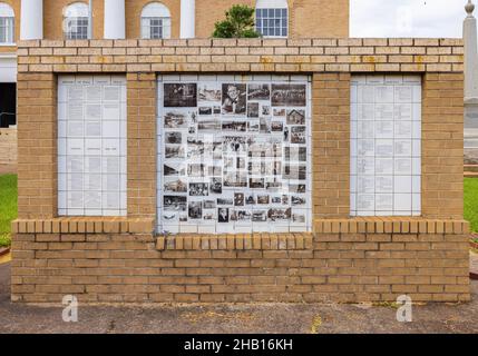 Livingston, Texas, USA - June 28, 2021: The Polk County Courthouse, and its display of the Countys history Stock Photo