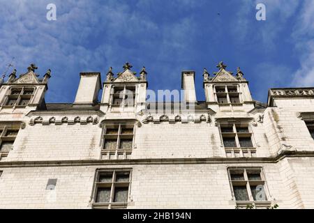 Loches (central-western France): the Royal City. Detail of the Royal Castle. Building registered as a National Historic Landmark (French 'Monument his Stock Photo