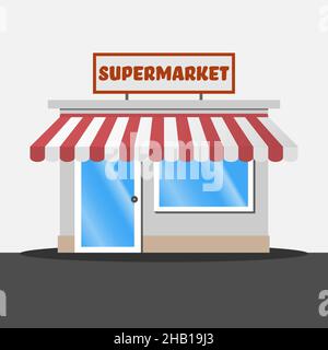 supermarket or grocery store building vector illustration Stock Vector