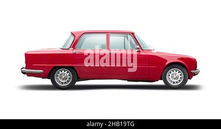 Classic Italian sedan family car side view isolated on white background Stock Photo