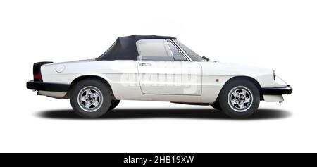 Italian roadster car side view isolated on white background Stock Photo ...