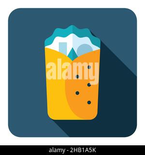 Burrito Wrap vector flat icon. Fast food sign. Graph symbol for cooking web site and apps design, logo, app, UI Stock Vector