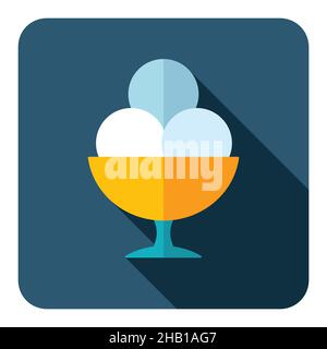 Ice-cream balls in bowl vector flat icon. Fast food sign. Graph symbol for cooking web site and apps design, logo, app, UI Stock Vector