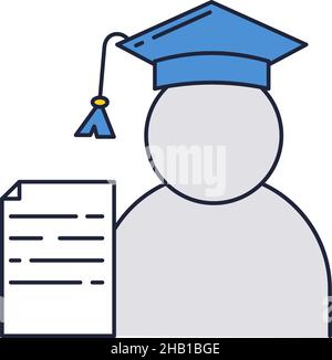 Graduate student with school diploma icon vector Stock Vector