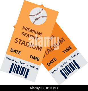 Baseball Tickets Icon. Flat Color Design. Vector Illustration. Stock Vector