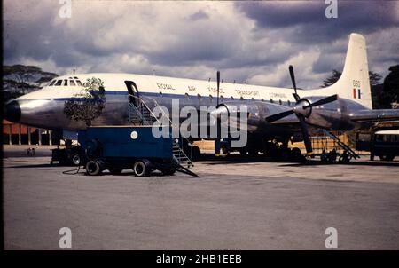 BADLY DAMAGED SLIDE Alphard 660, Royal Air Force Transport Command plane, Bristol 175 Britannia Fleet, taken in 1970s Stock Photo