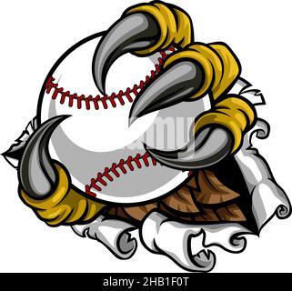 Tearing Ripping Claw Talons Holding Baseball Ball Stock Vector