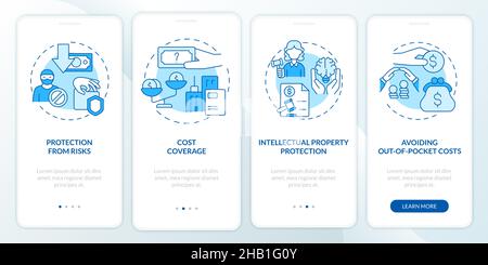 Insurance importance blue onboarding mobile app screen Stock Vector